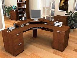 Image result for L-shaped Desk with Keyboard Tray