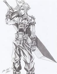 Image result for FF7 Cloud Strife Black and White