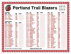 Image result for Portland Trail Blazers Schedule