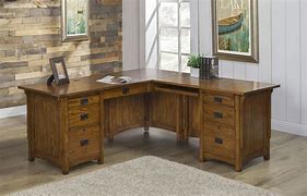 Image result for L-shaped Wood Office Desk