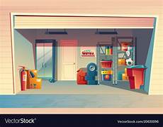 Cartoon garage interior Royalty Free Vector Image