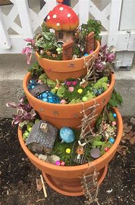 Image result for Flower Pot Fairy Garden
