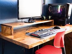 Image result for Wooden Gaming Computer Desk