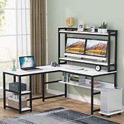 Image result for Tribesigns L-shaped Desk with Hutch