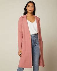 Image result for Long Coat Sweater with Fur Trim