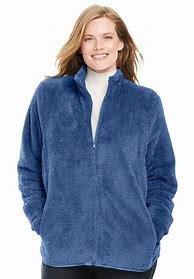 Image result for Women's Plus Button-Trim Fleece Jacket, Cobalt Blue XL