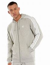 Image result for Adidas Hoodie Dark Grey with Blue Stripes
