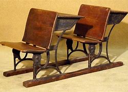 Image result for Wooden School Desk with Chair Attached