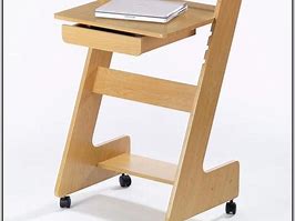 Image result for Wood Computer Desk On Wheels
