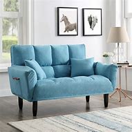 Image result for Nestfair Sofa Bed Adjustable Folding Futon Sofa With Two Pillows - Bluish Grey
