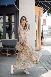 Image result for How to Wear Long Dress with Sneakers