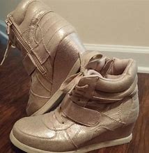 Image result for Gray Sneaker Wedges with Gold Buckles