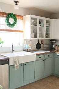 Image result for Two Tone Painted Kitchen Cabinets