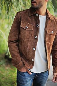 Image result for Brown Leather Jacket and Jeans Men