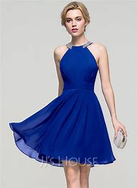 Image result for Jjshouse A-Line Scoop Neck Knee-Length Chiffon Lace Homecoming Dress With Sequins