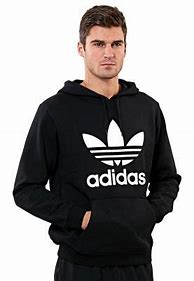 Image result for Adidas Black Hoodie Gold Trefoil Men's