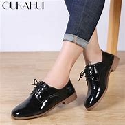 Image result for Women's Black Leather Oxford Shoes