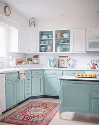 Image result for Aqua Kitchen Cabinets