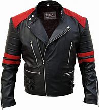 Image result for Black Leather Jacket with Red Button Up Shirt