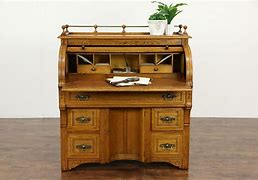 Image result for Oak Roll Top Secretary Desk