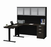 Image result for Glass Desk with Hutch