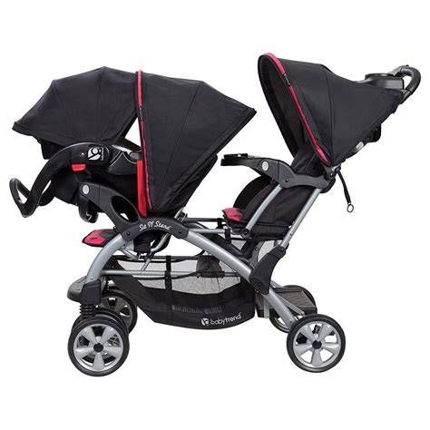 Baby Trend Sit N' Stand Double Stroller and 2 Infant Car Seats Combo  