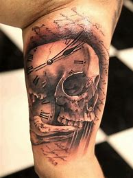 Image result for Skull with Clock Tattoo