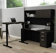 Image result for Gray L-shaped Desk with Hutch