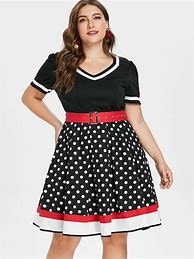 Image result for Plus Size Retro Dresses Polka Dot Vintage