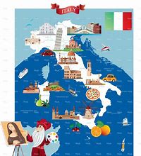 Image result for Cartoon Travel Map of Italy