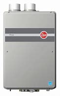 Image result for Rheem Gas Tankless Water Heater: Indoor, Natural Gas, 199,900 Btuh, 8.4 GPM @ 45F Rise Model: RTGH-C95DVLN