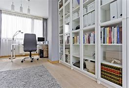 Image result for Home Office Designs with Built in Bookshelves
