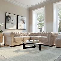 Image result for Champagne 4-Seater Chesterfield Sofa With Ottoman Upholstered Faux Leather Sofa