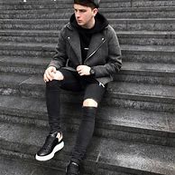 Image result for Black Hoodie and Black Coat Outfit