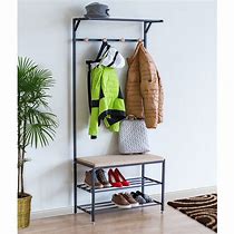 Image result for Entry Bench with Shoe Storage and Coat Rack