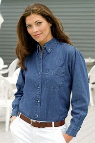 Image result for Outfits with Denim Shirts Women