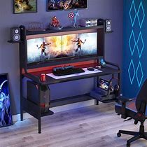 Image result for Gaming Desk with Shelf and Storage