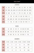 Image result for Zaxy Shoe Size Chart