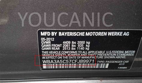 Where is the VIN number on a BMW   YOUCANIC
