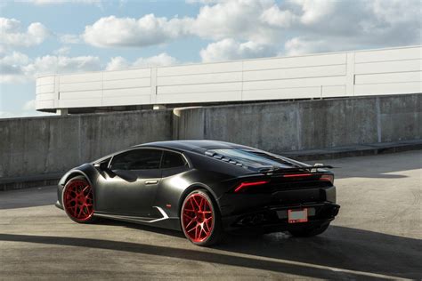 Matte Black Wrap And Red Rims Are A Nice Combo For The Lamborghini  