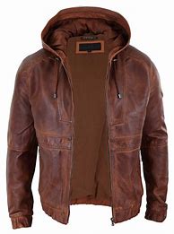 Image result for Brown Leather Jacket Hood