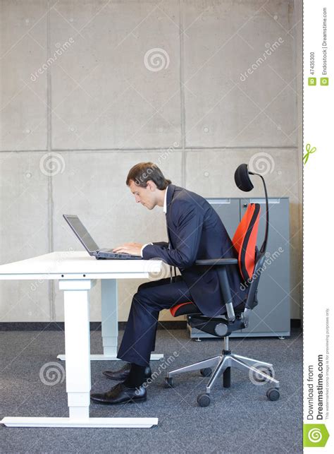Bad Sitting Posture At Laptop Stock Photo   Image  47435300