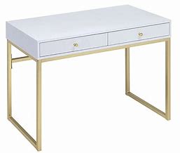 Image result for White and Gold Office Desk with Drawers