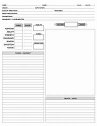 Image result for 3 Tier RPG Character Sheet