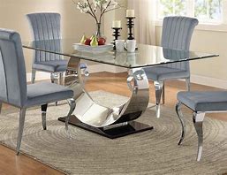 Image result for Chrome Glass Dining Table