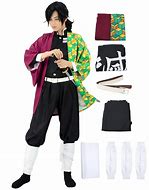Image result for Demon Slayer Tanjiro Nezuko Cosplay Kids, Shinobu Zenitsu Giyuu Tomioka Kimono Cosplay Outfit Costume With Earring For Women