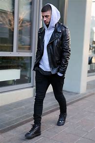 Image result for Hoodie with Leather Pants Outfit
