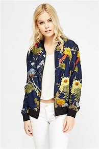 Image result for Ladies Silk Floral Bomber Jacket
