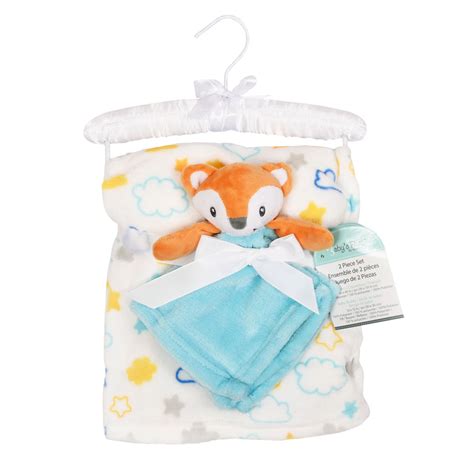 Baby's First By Nemcor 2 Piece Set  Fox with Cloud Design Blanket  
