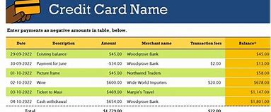 Image result for Credit Card Account Template